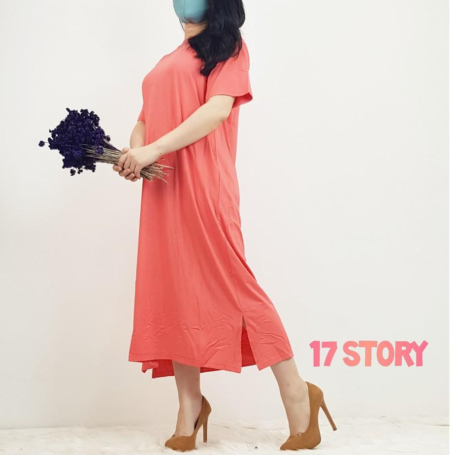 (COD-"PD" DRESS MIDI PANJANG WANITA POLOS BELAH SAMPING FIT JUMBO BAHAN KAOS PREMIUM MURAH KEKINIAN