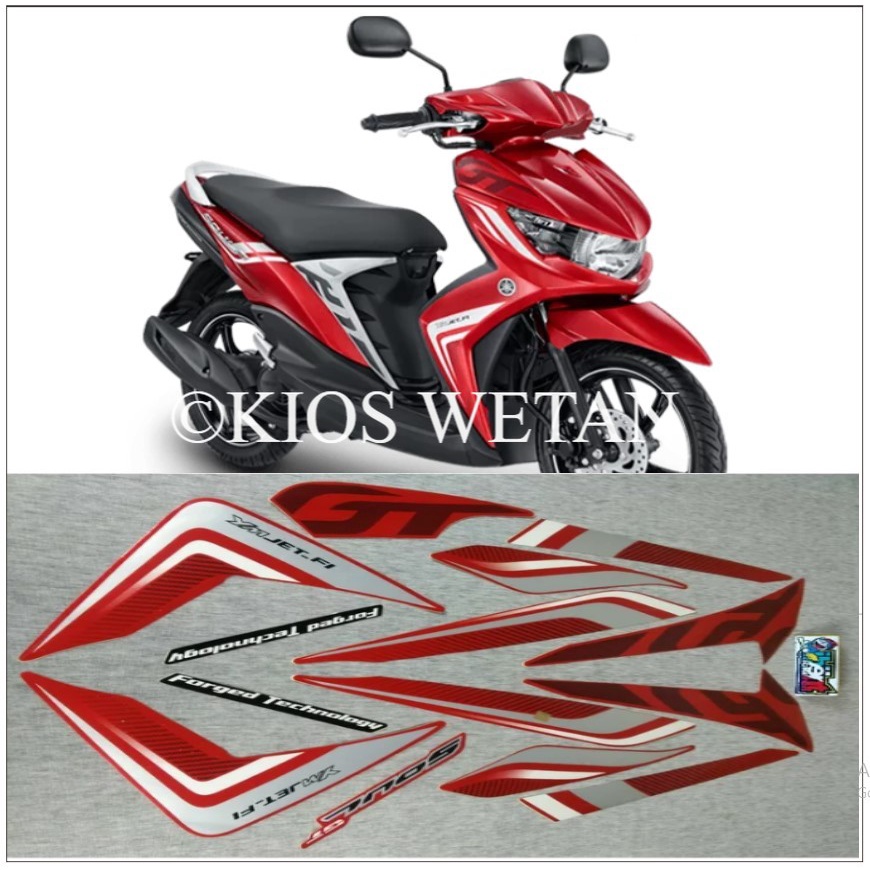 STRIPING MIO SOUL GT MERAH TAHUN 2014 STIKER LIS STANDAR ORI YAMAHA STIKER POLET