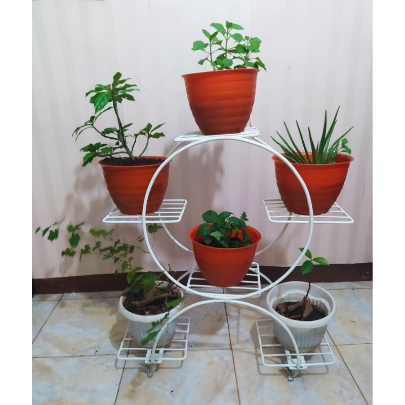 RAK BUNGA SUSUN BESI LINGKARAN LUMBA LUMBA