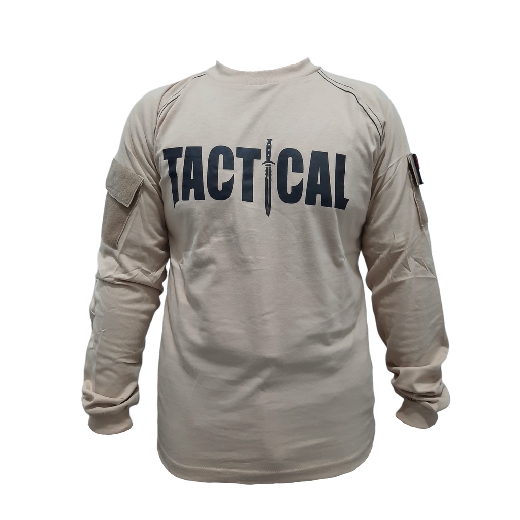 Kaos Tactical Panjang Krem Milo Katun Combed 20S