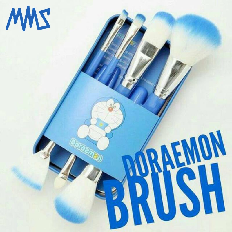 Brush make up kit set 7 in 1/Brush make up travel mini/kuas makeup kaleng doraemon/makeup brush kit set 7 in 1