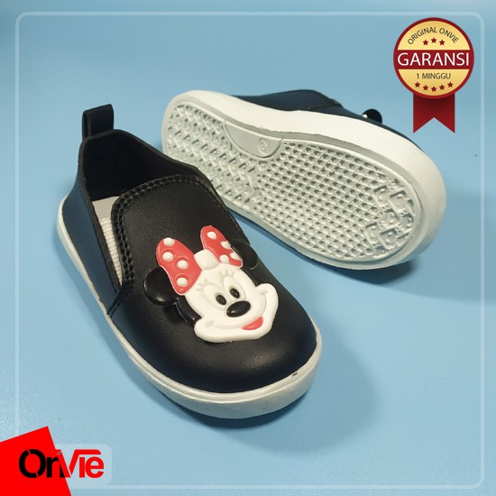 Sepatu Slip On Anak Perempuan Motif Minnie Mouse Karet 3D | Sepatu Kids Onvie