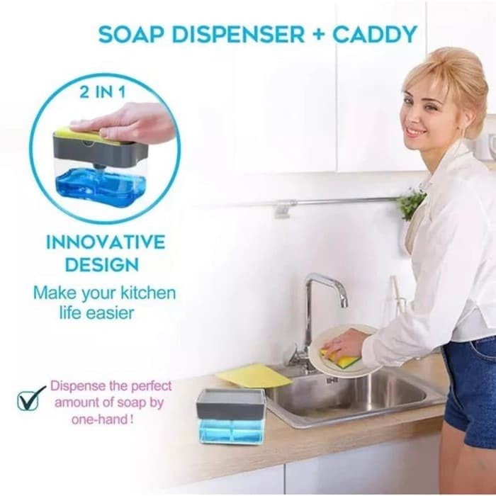 Tempat Sabun Cuci Piring - Soap Pump Sponge Caddy Dispenser Spons Multifungsi