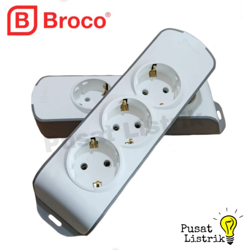 Stop Kontak 3-6 Lubang Tanpa Indikator Broco Tipe Slanting OB Stop Kontak 3-6Lubang Biasa Stop Kontak Outbow Broco Model Miring