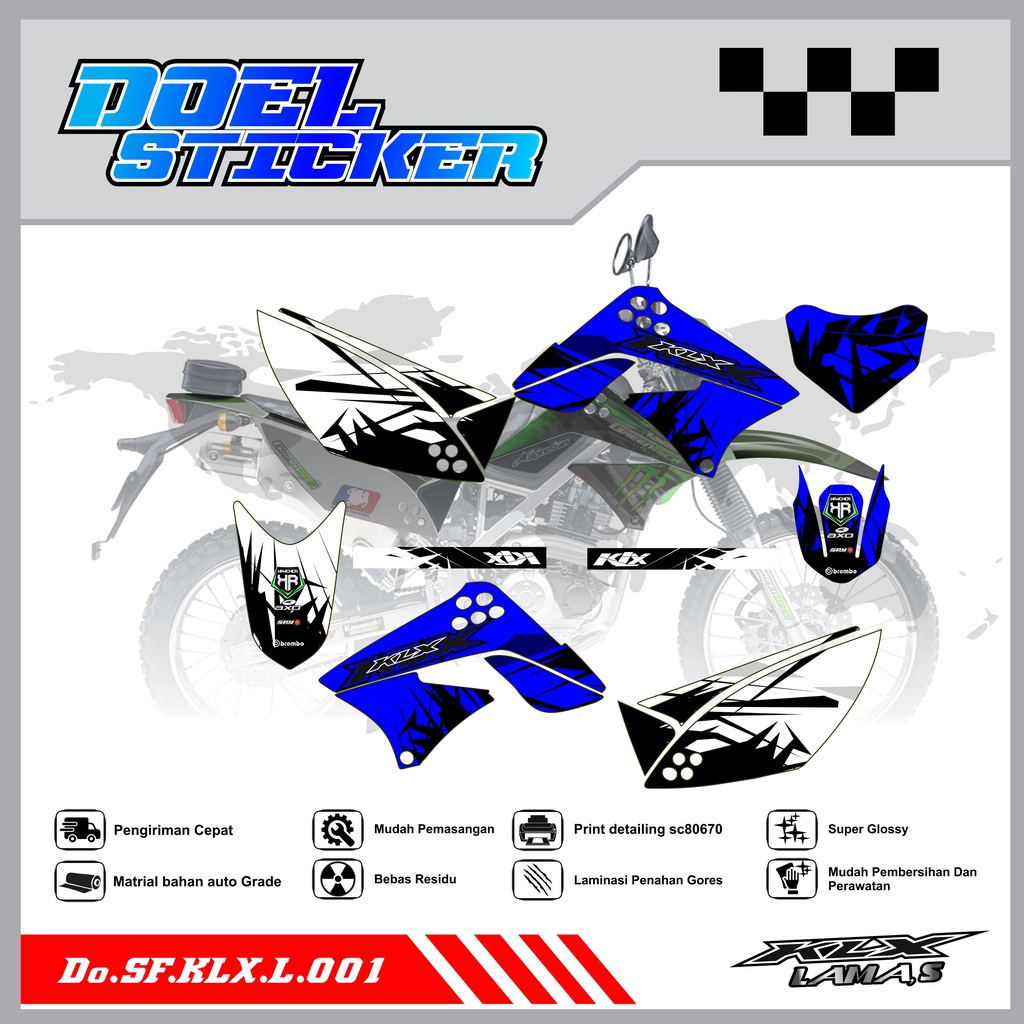 Sticker Striping Honda KLX L , S Lama List Variasi Hologram , Crome Doel 001