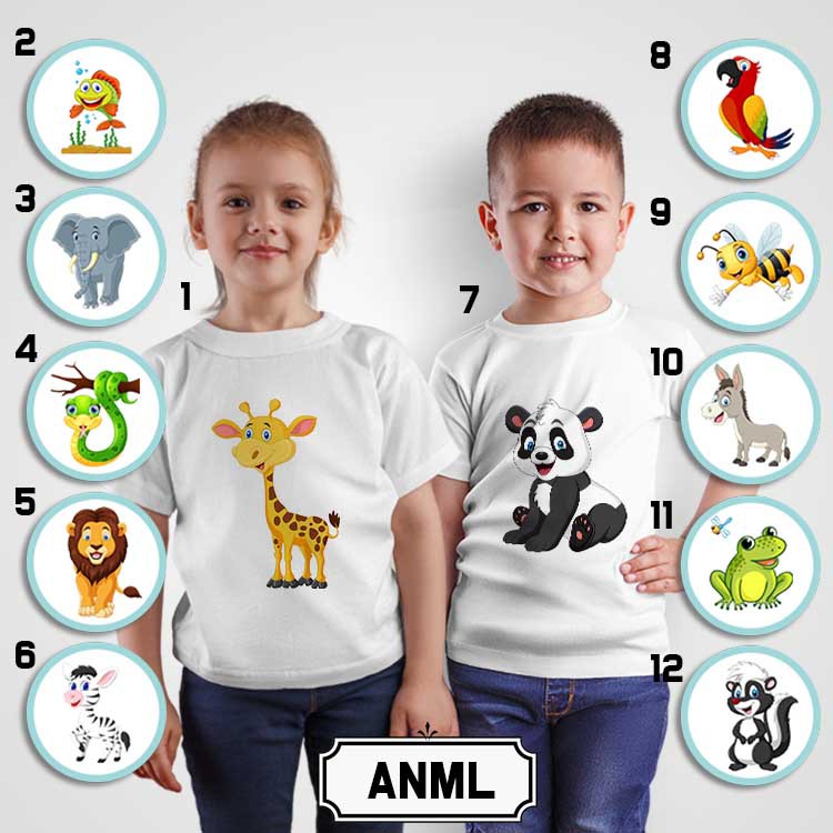 [KAOS ANAK] Animals oblong custom tshirt laki perempuan boy girl santai rumah nama katun