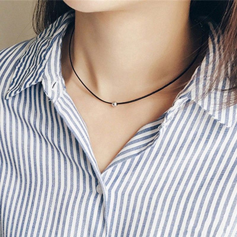 Kalung Choker Tali Metalic Beads Rope Simple Choker Necklace Basic