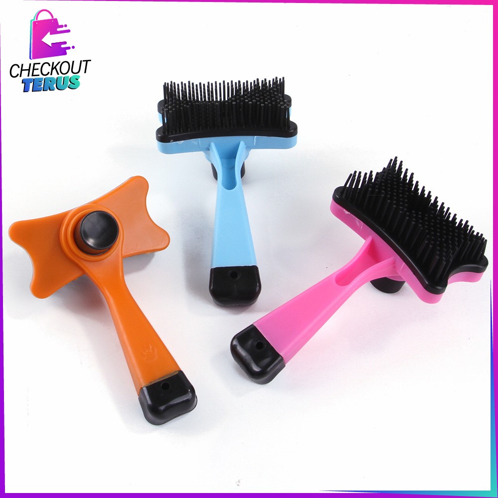 CT C574 Sisir Grooming Tombol Otomatis Sisir Untuk Kucing Anjing Sikat Hewan Peliharaan Pet Brush Sisir Bulu Hewan Alat Pembersih Bulu Kucing