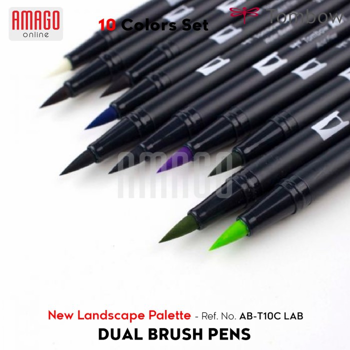 TOMBOW Dual Brush Pens - LANDSCAPE Palette of 10 colors - AB-T10C LAB