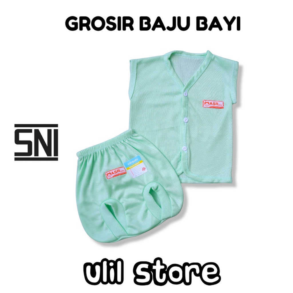6PC (3 Stel) Grosir Baju Bayi Kutung Newborn Arista Baby Polos Usia 0-4 Bulan-6