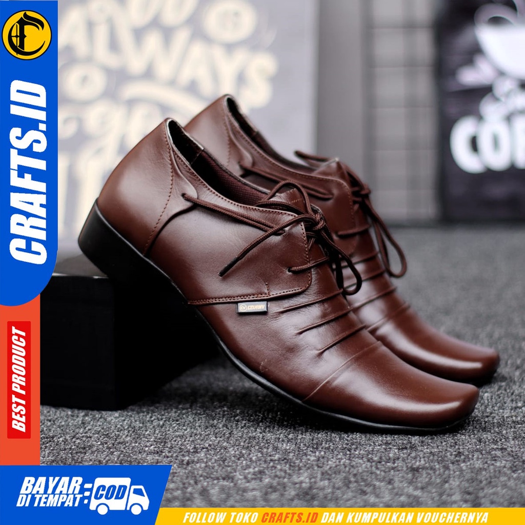 CRAFTS ropel - Sepatu Pantofel Formal Kulit Asli Kerja Pria