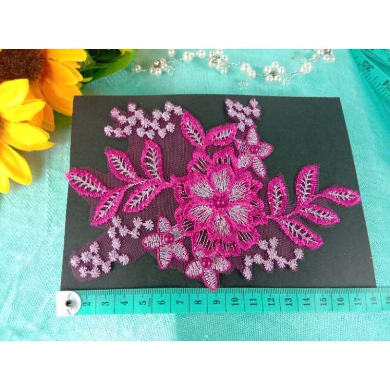 headpice / brokat aplikasi / aplikasi brokat /aplikasi bordir /aplikasi bunga 3D/aplikasi kebaya / a