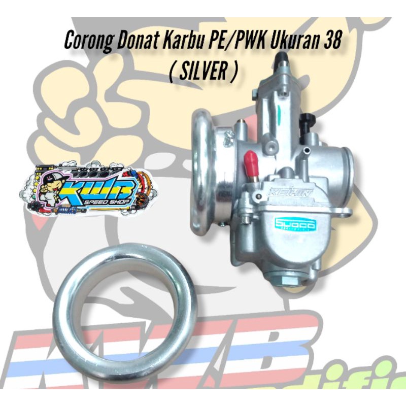 Velocity Karburator Model Donat Flat Corong Karbu PNP PE PWK PWL Air Strike 28 32 34 35 38-Silver PE/PWK 38