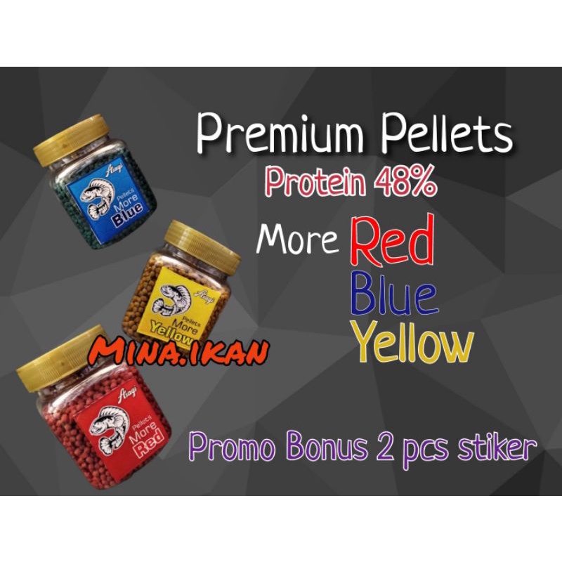pelet channa pakan channa super asagi red blue yellow 100 gram auranti andrao yellow sentarum pulchr