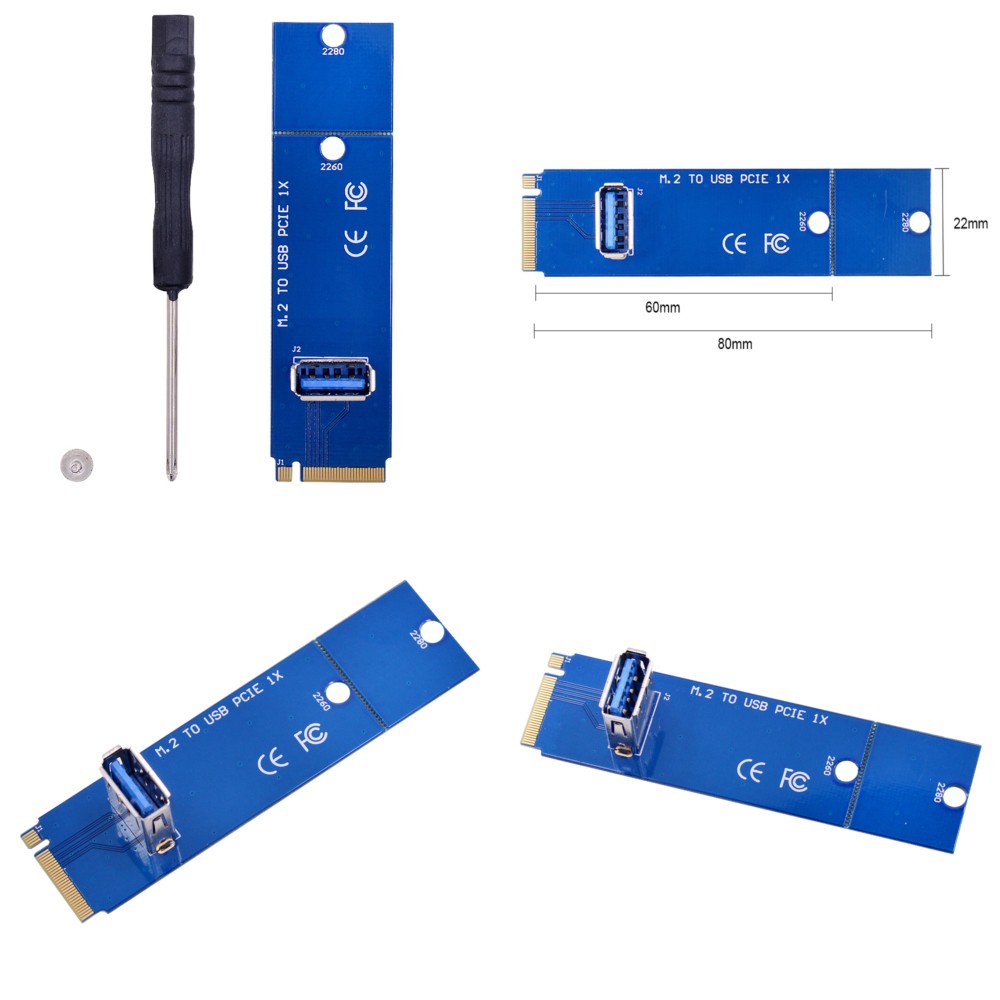 NGFF M.2 Slot to USB 3.0 Card Riser Adapter for Bit Coin Miner - Blue