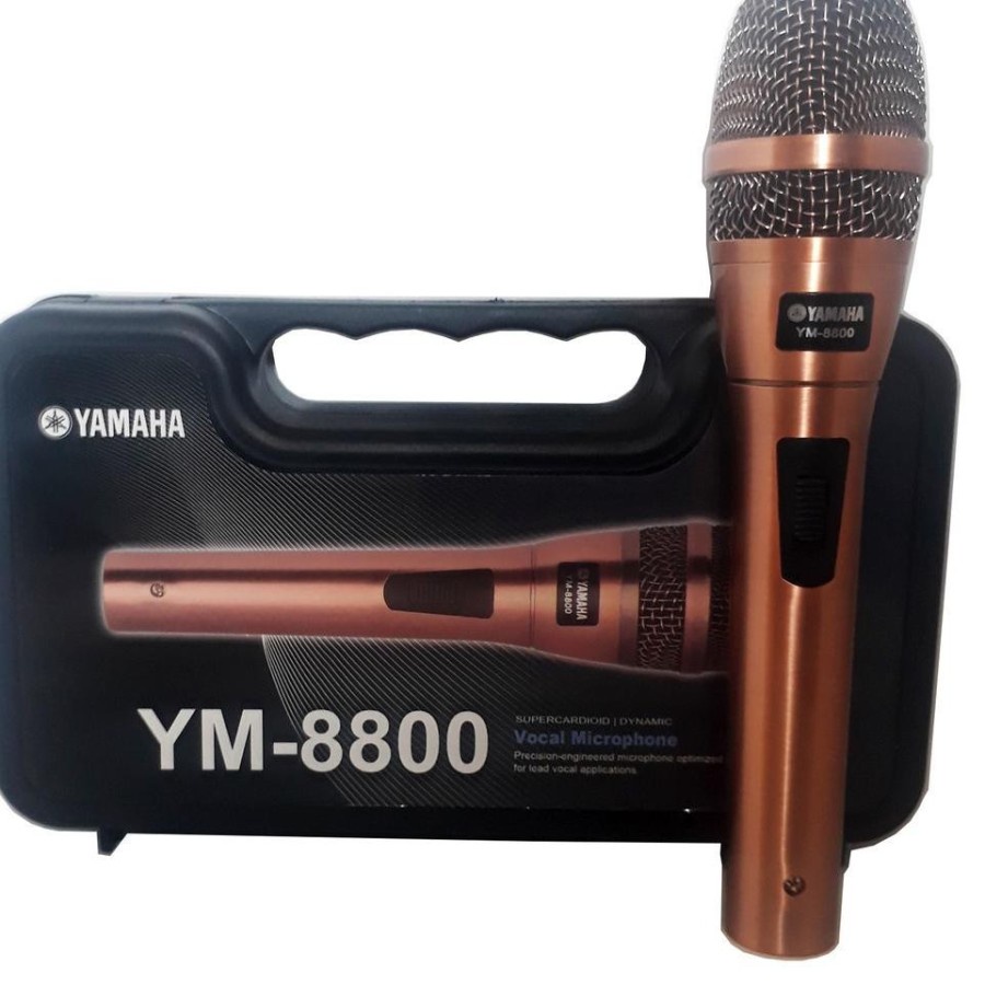 Mic Yamaha Microphone Kabel YM 8800 Super Body Besi Plus koper - GOLD- suara mantap