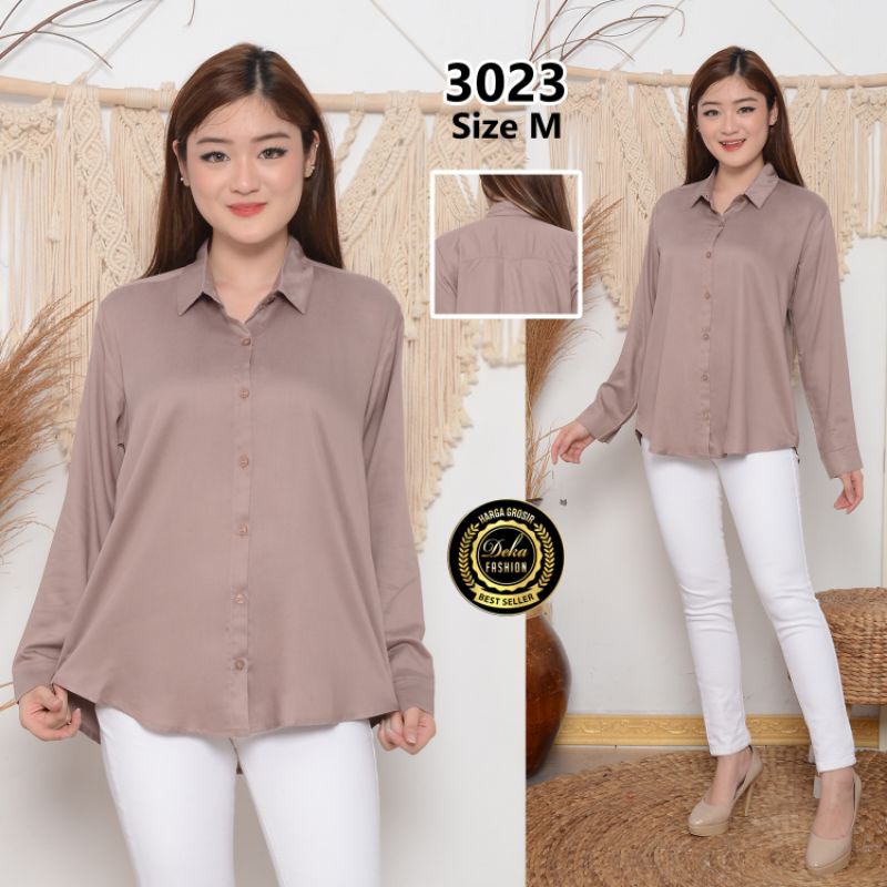 KEMEJA WANITA KATUN TWILL 30s - 3023-Pink soft M