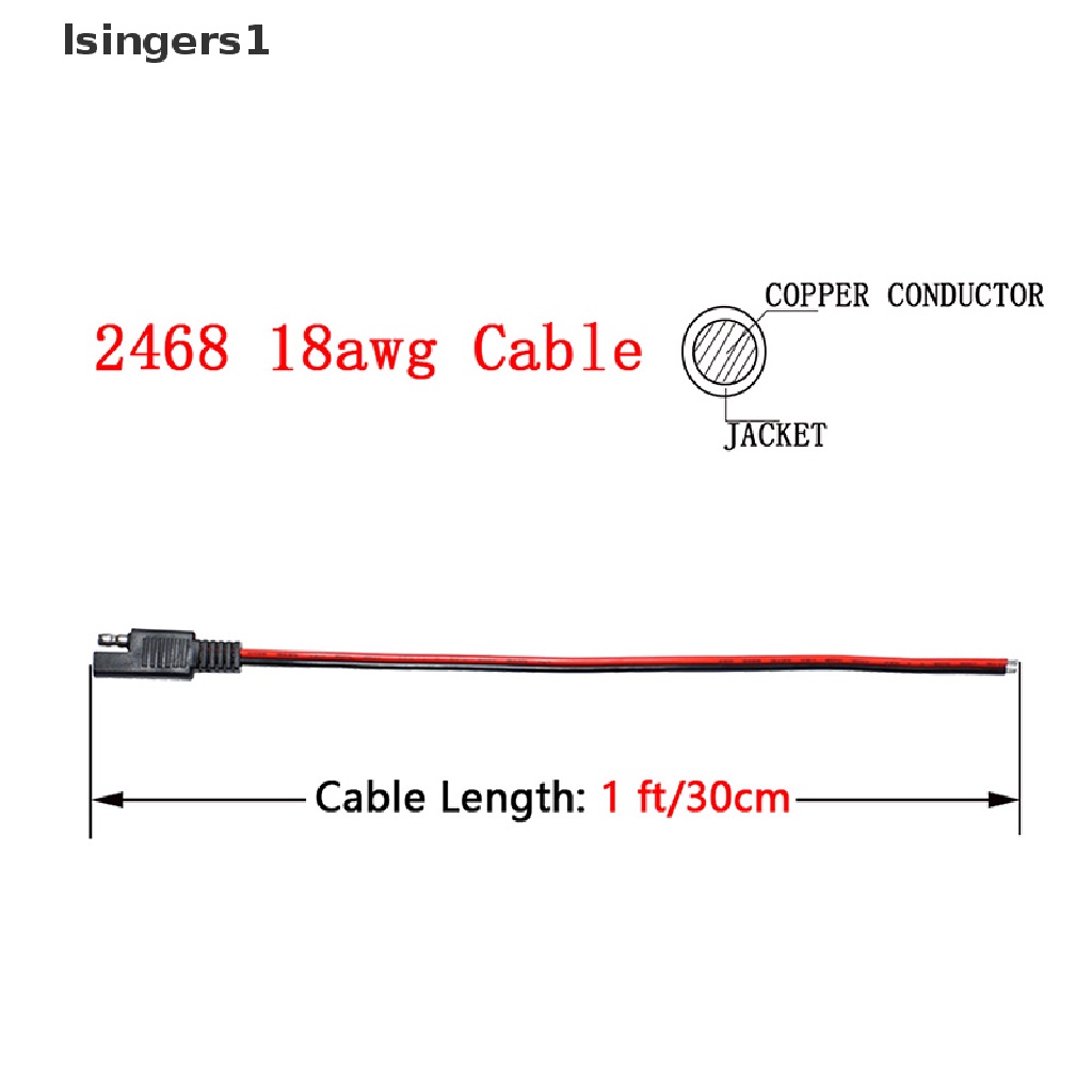 (lsingers1) Sae Kabel Extension Power Otomotif 18AWG 30CM 2 Pin Dengan SAE Konektor