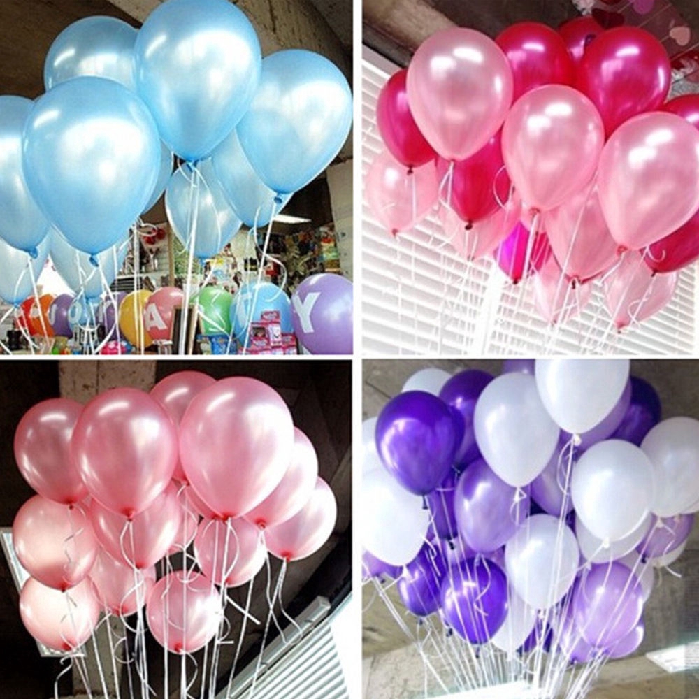 20 / 50 / 100pcs Balon Tiup Bahan Latex Tebal Warna-Warni Untuk Pesta Ulang Tahun / Pernikahan