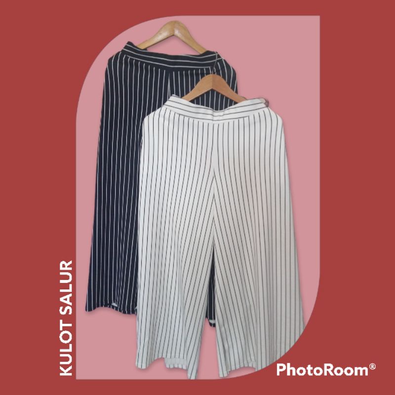 Celana Kulot Wanita Kekinian Motif Garis Garis Salur