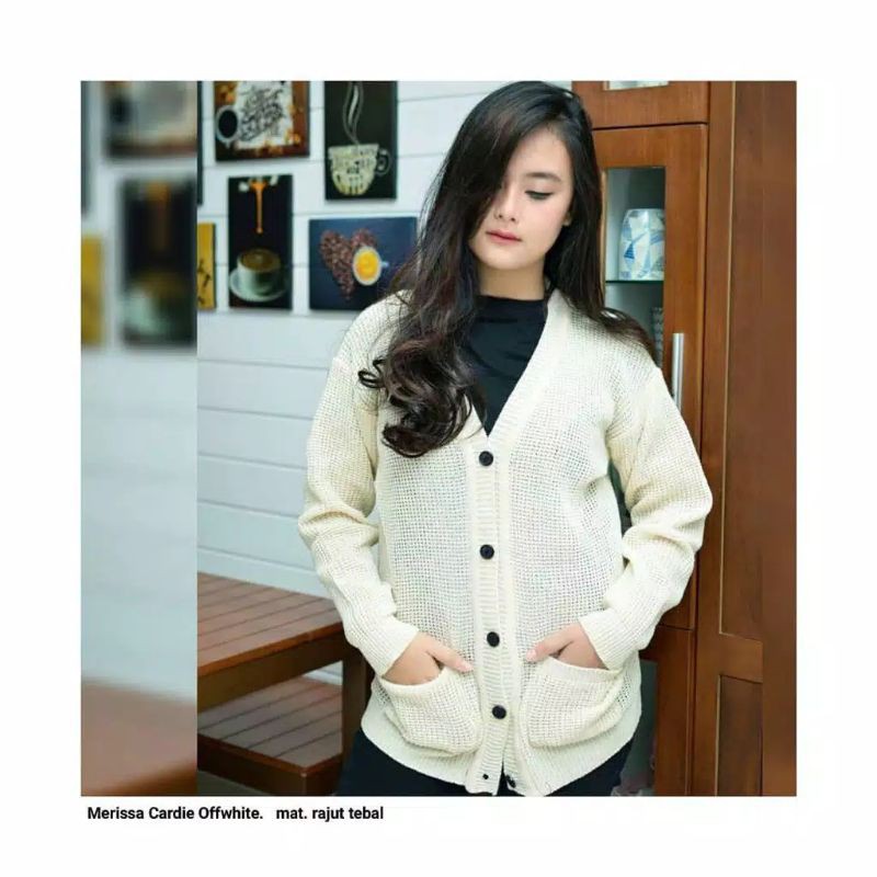 CARDIGAN RAJUT WANITA MERISSA OUTER CARDI-White gading