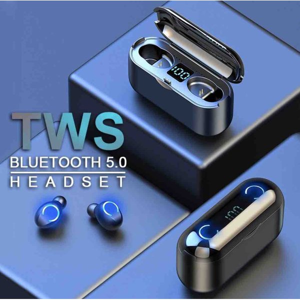 Headset Bluetooth LED Digital F9 TWS Wireless Earphone Earbuds TWS F9 Mini F9-8 F9 Mini TWS Terlaris