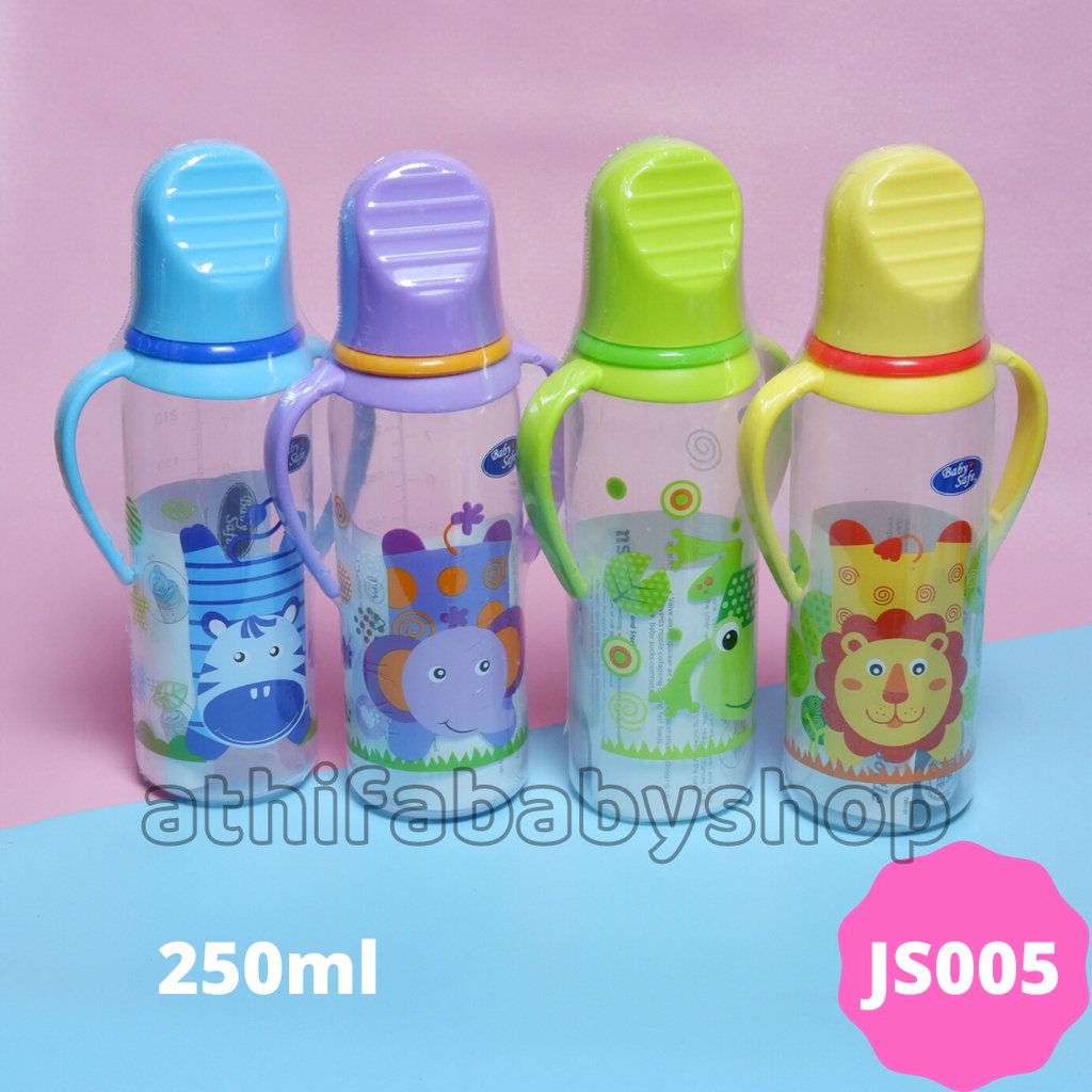 Baby Safe Feeding Bottle 250ml Botol Susu Bayi Baby Gagang  Pegangan Dot ASI Anak Karakter