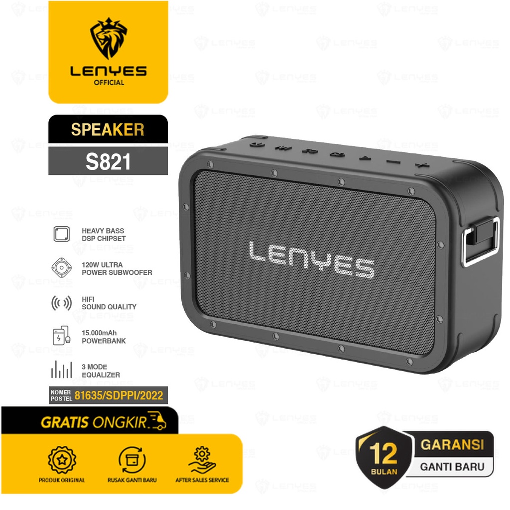 Lenyes S821 Wireless Bluetooth Speaker Waterproof Heavy Bass DSP Hi-Fi