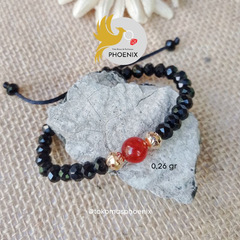 gelang emas kombi kristal tali serut