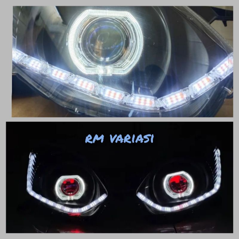 headlamp Ayla Agya custom projector dan alis DRL kristal sein running