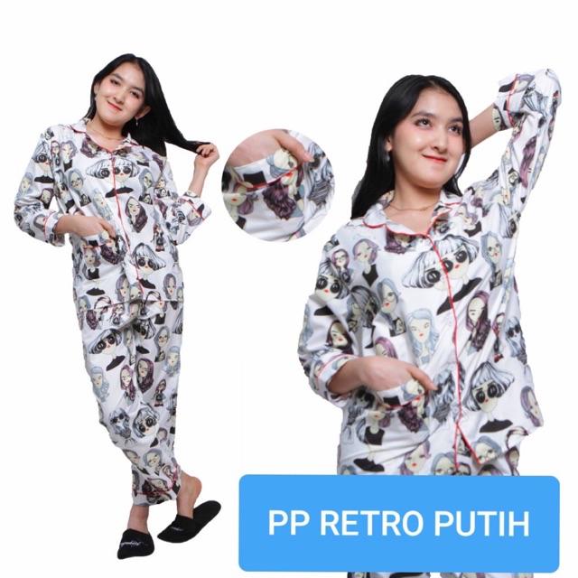 Piyama Retro Baju Tidur Lengan Panjang Celana Panjang Pp Shopee Indonesia