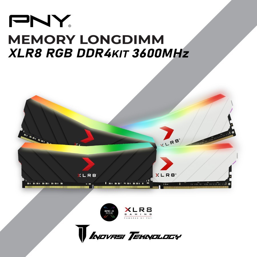 PNY XLR8 RGB DDR4 16GB (8GBX2) PC-25600 3200Mhz - Putih/Hitam