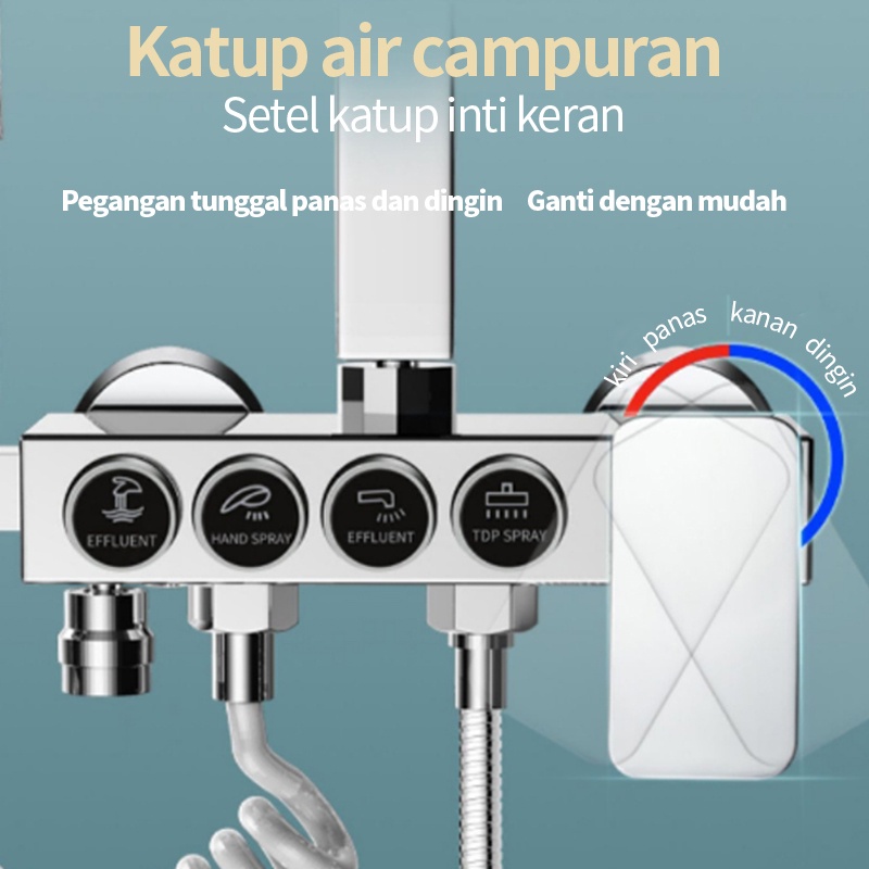 BLUE SKY  Shower Kamar Mandi 4 Dalam 1 Set Shower Dengan Faucet Sprayer Faucet Panas Dan Dingin Set Kamar Mandi Besi Tahan Karat