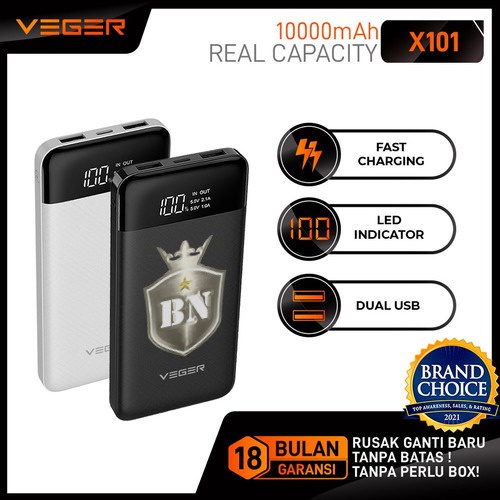 Powerbank LED Veger X101 Custom Gambar atau Logo