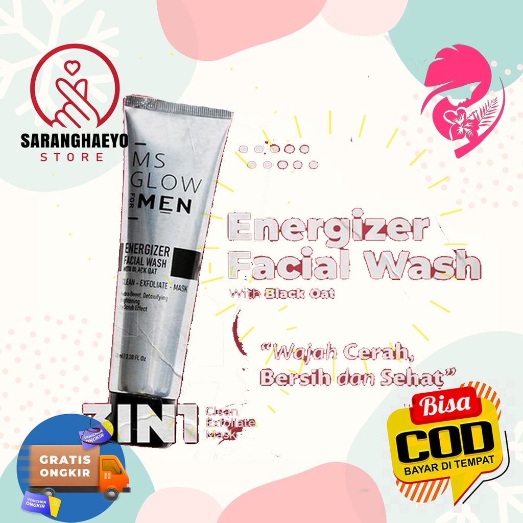 MS Glow For Men Sabun Wajah / Energizer Facial Wash / Facial wash men Ms Glow / Facial Wash For Men