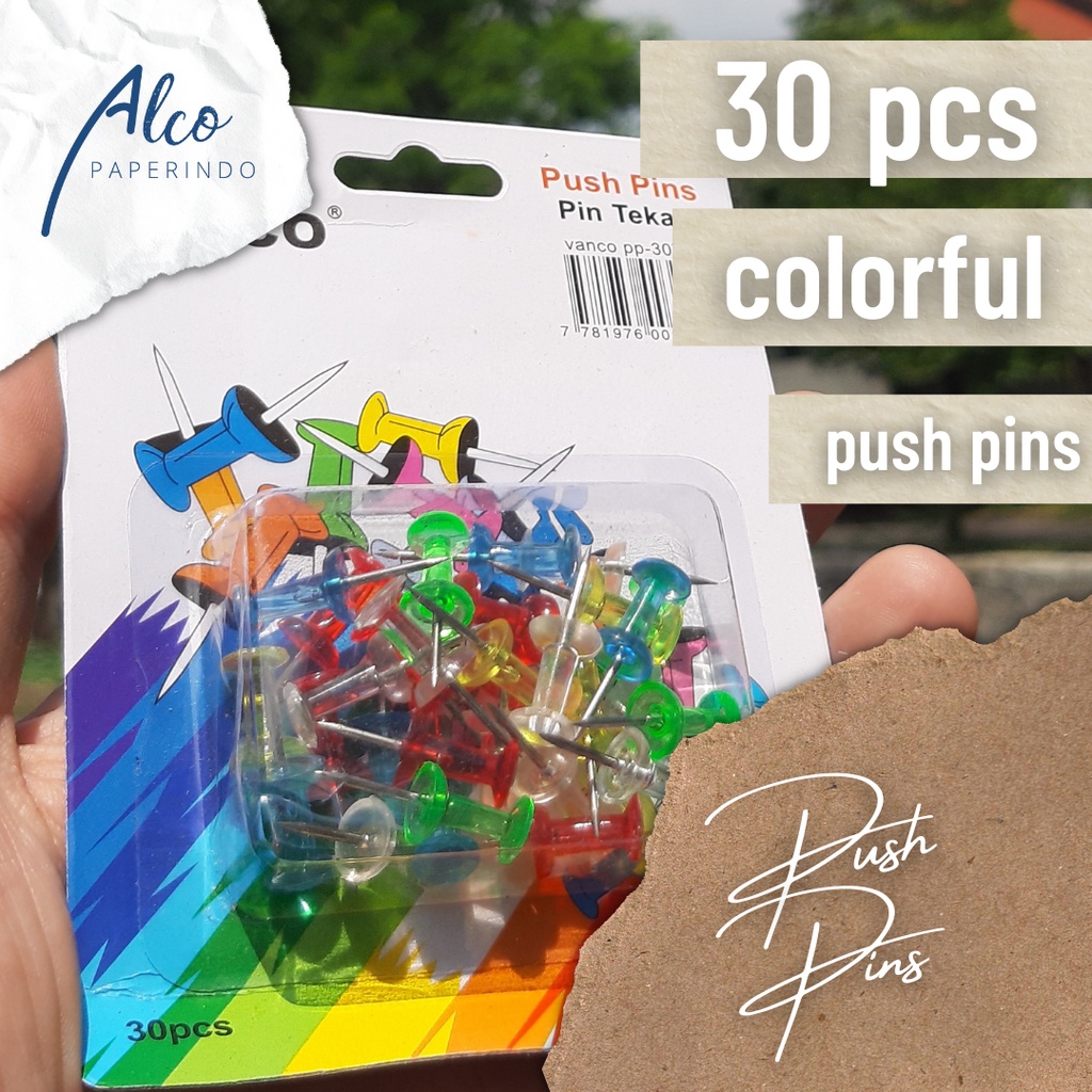 

Push Pins isi 30 pcs Paku Mading Warna Warni