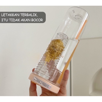 Botol Minum Transparan Juice Portable Sedotan Lipat 700Ml