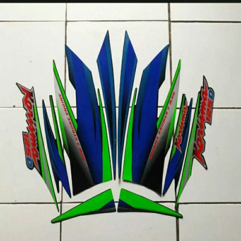 Striping Sticker Karisma Kharisma 125D 2003 Biru Hijau List lis Bodi Motor Honda Karisma 125D 2003