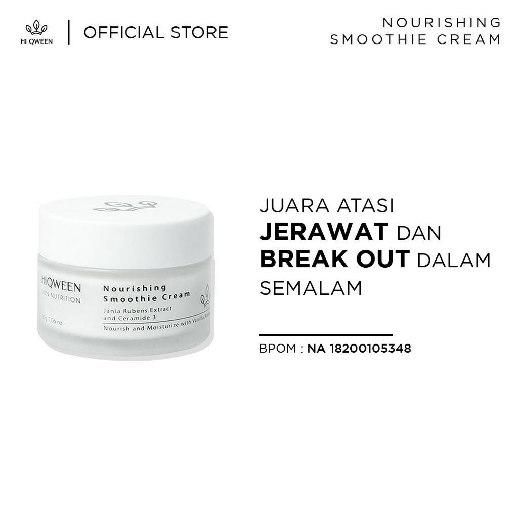 Hiqween Nourishing Smoothie Cream 15 Gr Melembabkan dan Mencerahkan Kulit Wajah Mengatasi Jerawat yang Parah, Memperbaiki Skin Barrier, Memperbaiki Tekstur Kulit Wajah