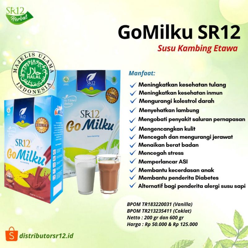 

SR12 Go Milku SR12 Halal Susu Kambing Etawa Premium Meningkatkan Kesehatan Inmun Aman Bumil Busui