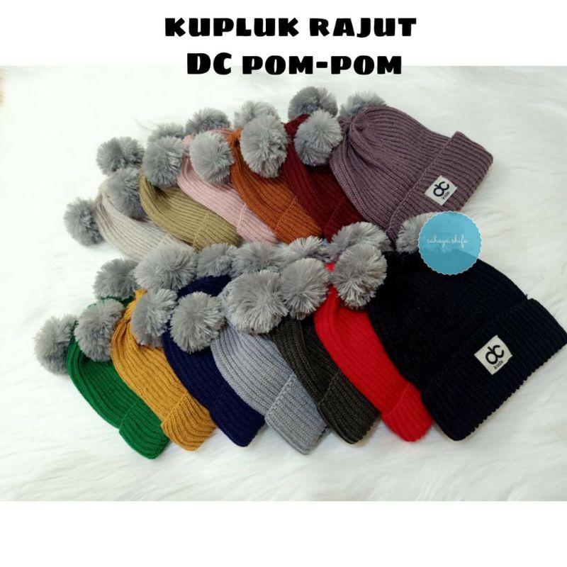 Topi Anak Kupluk Pompom Bayi Rajut / Topi Rajut Bayi Pompom / DC kids Topi Bayi Rajut Pompom Premium