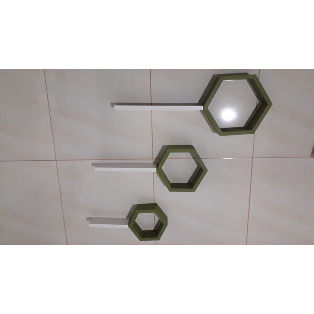 RAK DINDING HEXAGONAL DAN AMBALAN 3pcs