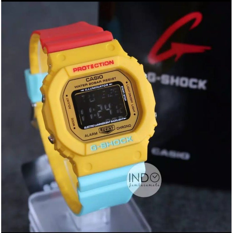 JAM TANGAN PRIA G-SHOCK CASIO DW 5600 GS CASIO SEGI FULL KUNING READY