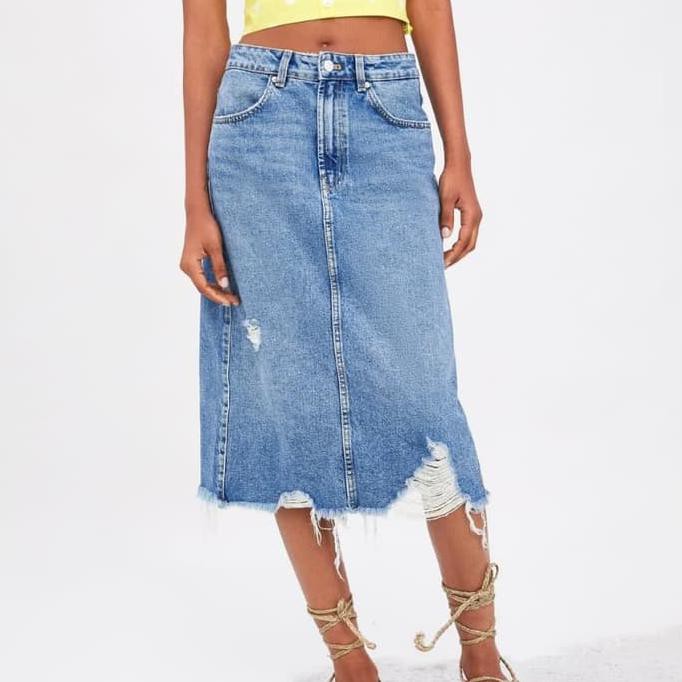 Jual Baru Rok Jeans Zara - Denim Skirt Pengiriman Cepat Indonesia|Shopee  Indonesia