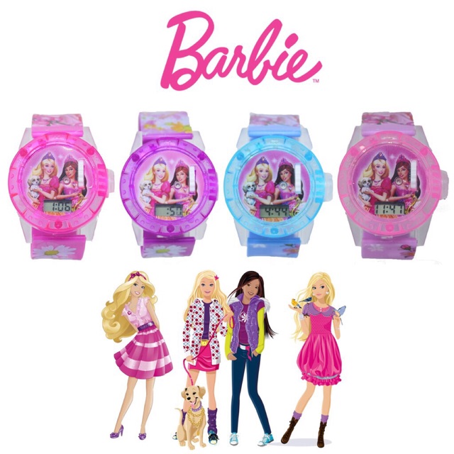 HARGA GROSIR,,,,JAM TANGAN ANAK TK/SD ADA LASER N LAMPU MUSIK KARAKTER BARBIE