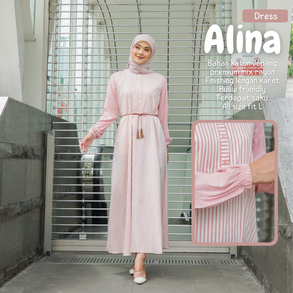 NEW!! Gamis Dewasa Jumbo/Homey Dress ALINA/Gamis Muslimah Motif Salur/Bahan Katun Jepang Premium mix Rayon