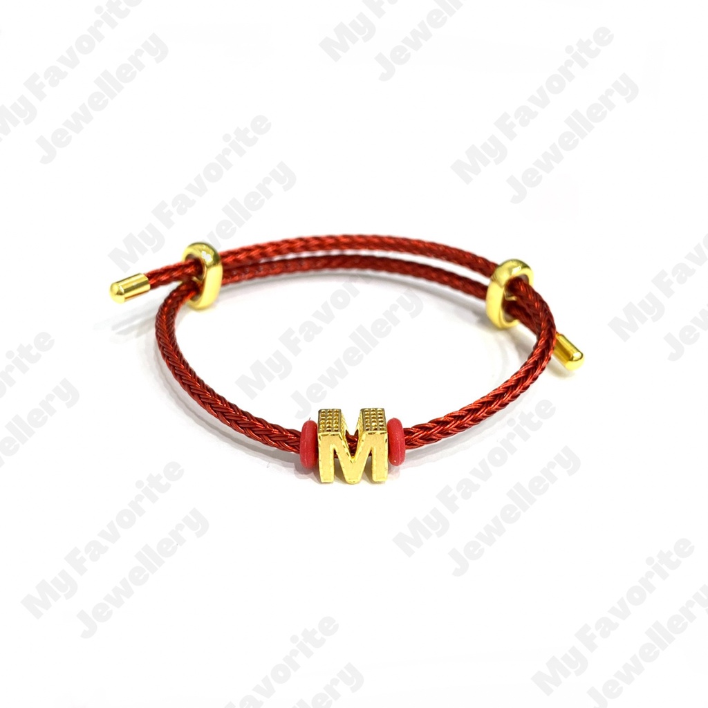 Gelang Tali Set Liontin Emas Asli Kadar 700 Huruf M Balok