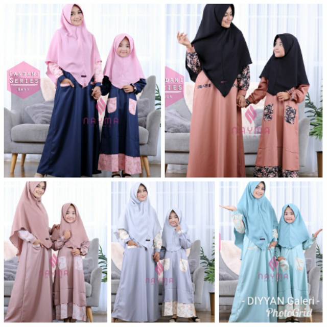 Set Couple Ibu dan Anak Gamis Platinum Toyobo kombi katjep twill 'Candan Series'' By Nayma Hijab