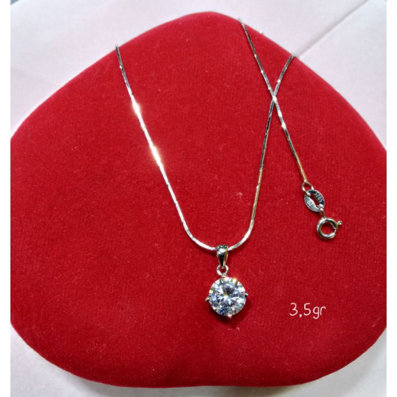 Kalung perak liontin mata satu/ perak 925