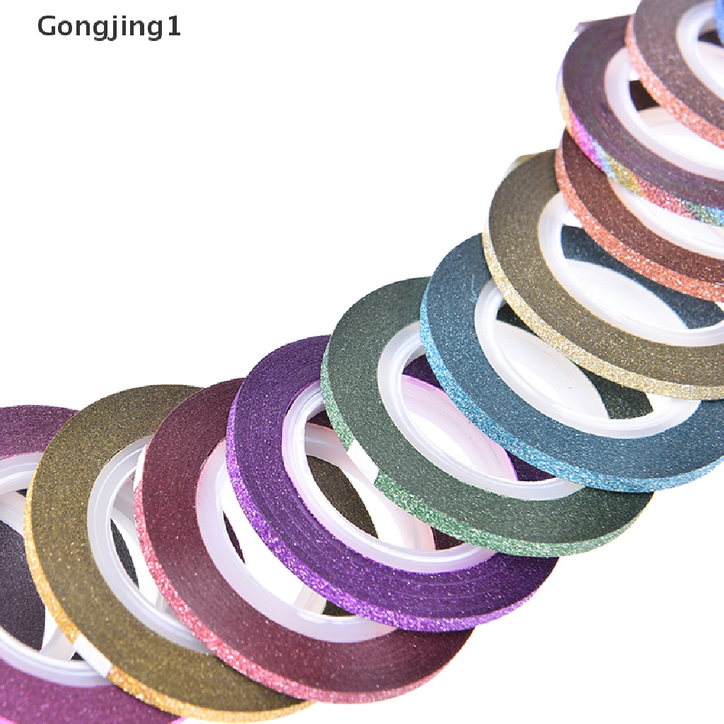 Gongjing1 14 Rol / set Stiker tape Garis 1 / 2 / 3mm Untuk Dekorasi nail art diy